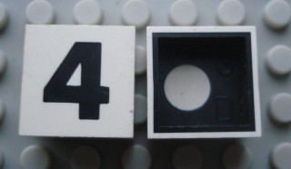 Modulex, Tile 2 x 2 with Black  '4' Pattern (Black internal lining with White dot)