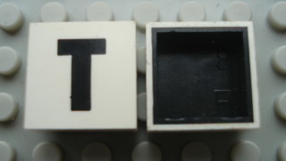 Modulex, Tile 2 x 2 with Black 'T' Pattern (Black internal lining no dot)