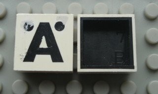 Modulex, Tile 2 x 2 with Black 'Ä' Pattern (Black internal lining no dot)