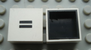 Modulex, Tile 2 x 2 with Black  '=' Pattern (Black internal lining no dot)