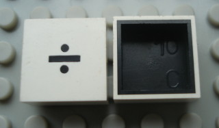 Modulex, Tile 2 x 2 with Black  '÷' Pattern (Black internal lining no dot)