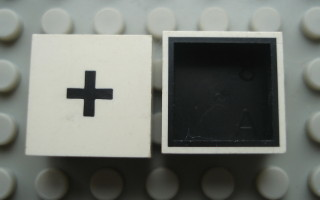 Modulex, Tile 2 x 2 with Black  '+' Pattern (Black internal lining no dot)