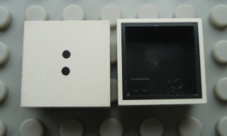 Modulex, Tile 2 x 2 with Black  ':' Pattern (Black internal lining no dot)