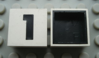 Modulex, Tile 2 x 2 with Black  '1' Pattern (Black internal lining no dot)