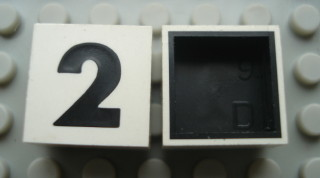 Modulex, Tile 2 x 2 with Black  '2' Pattern (Black internal lining no dot)