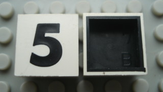 Modulex, Tile 2 x 2 with Black  '5' Pattern (Black internal lining no dot)