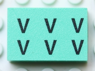 Modulex, Tile 2 x 3 with Black 'V V V V V V' Pattern (with Internal Supports)