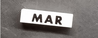 Modulex, Tile 1 x 4 with Black Month 'MAR' Pattern