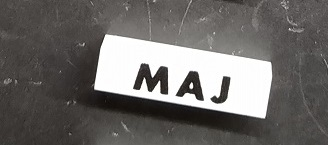 Modulex, Tile 1 x 4 with Black Month 'MAJ' Pattern