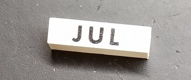 Modulex, Tile 1 x 4 with Black Month 'JUL' Pattern