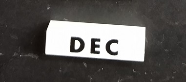 Modulex, Tile 1 x 4 with Black Month 'DEC' Pattern