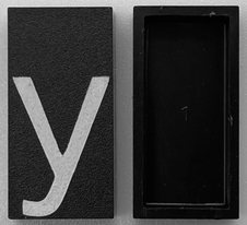 Modulex, Tile 2 x 4 with White Lowercase Letter y Pattern