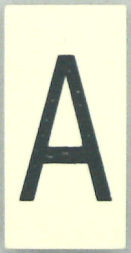 Modulex, Tile 2 x 4 with Dark Gray Capital Letter A Pattern (Thin Font)