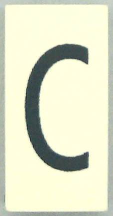 Modulex, Tile 2 x 4 with Dark Gray Capital Letter C Pattern (Thin Font)