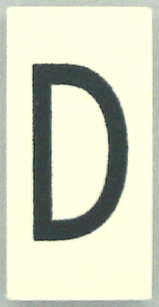 Modulex, Tile 2 x 4 with Dark Gray Capital Letter D Pattern (Thin Font)