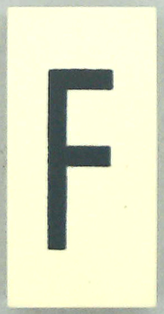 Modulex, Tile 2 x 4 with Dark Gray Capital Letter F Pattern (Thin Font)