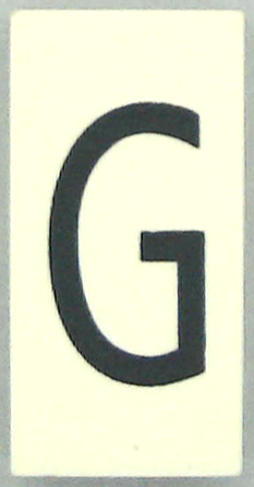 Modulex, Tile 2 x 4 with Dark Gray Capital Letter G Pattern (Thin Font)