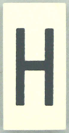 Modulex, Tile 2 x 4 with Dark Gray Capital Letter H Pattern (Thin Font)