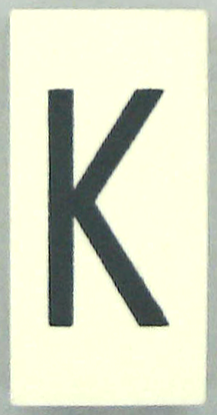 Modulex, Tile 2 x 4 with Dark Gray Capital Letter K Pattern (Thin Font)