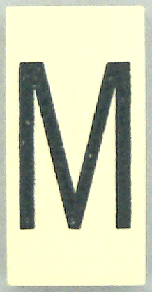 Modulex, Tile 2 x 4 with Dark Gray Capital Letter M Pattern (Thin Font)