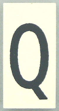 Modulex, Tile 2 x 4 with Dark Gray Capital Letter Q Pattern (Thin Font)