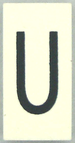 Modulex, Tile 2 x 4 with Dark Gray Capital Letter U Pattern (Thin Font)