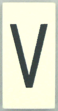 Modulex, Tile 2 x 4 with Dark Gray Capital Letter V Pattern (Thin Font)