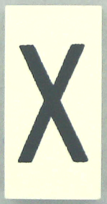 Modulex, Tile 2 x 4 with Dark Gray Capital Letter X Pattern (Thin Font)