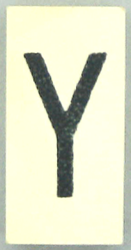 Modulex, Tile 2 x 4 with Dark Gray Capital Letter Y Pattern (Thin Font)