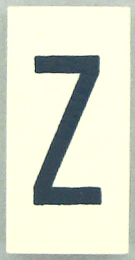 Modulex, Tile 2 x 4 with Dark Gray Capital Letter Z Pattern (Thin Font)