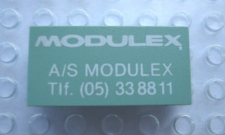 Modulex, Tile 2 x 4 with 'MODULEX A/S MODULEX Tlf. (05) 338811' Pattern