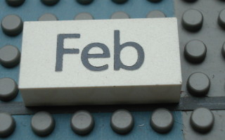 Modulex, Tile 2 x 4 with Dark Gray Month 'Feb' Pattern