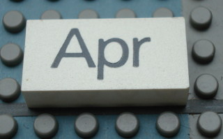 Modulex, Tile 2 x 4 with Dark Gray Month 'Apr' Pattern