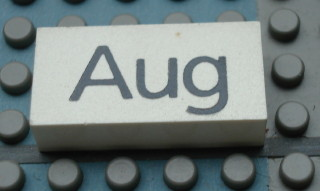 Modulex, Tile 2 x 4 with Dark Gray Month 'Aug' Pattern
