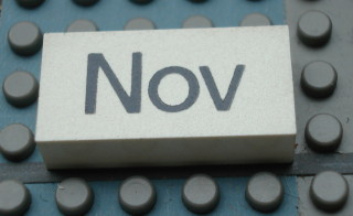Modulex, Tile 2 x 4 with Dark Gray Month 'Nov' Pattern