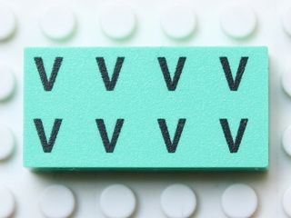 Modulex, Tile 2 x 4 with Black 'V V V V V V V V' Pattern