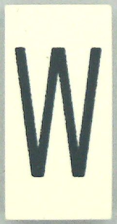 Modulex, Tile 2 x 4 with Dark Gray Capital Letter W Pattern (Thin Font)