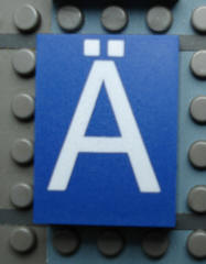 Modulex, Tile 3 x 4 (no Internal Supports) with White Capital Letter A with Diaeresis (Ä) Pattern