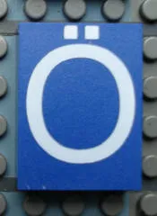 Modulex, Tile 3 x 4 (no Internal Supports) with White Capital Letter O with Diaeresis (Ö) Pattern
