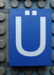 Modulex, Tile 3 x 4 (no Internal Supports) with White Capital Letter U with Diaeresis (Ü) Pattern