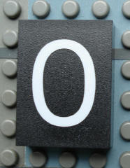 Modulex, Tile 3 x 4 (no Internal Supports) with White Number 0 Pattern