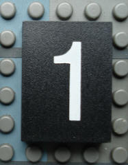 Modulex, Tile 3 x 4 (no Internal Supports) with White Number 1 Pattern