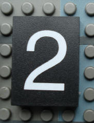 Modulex, Tile 3 x 4 (no Internal Supports) with White Number 2 Pattern