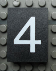 Modulex, Tile 3 x 4 (no Internal Supports) with White Number 4 Pattern