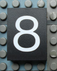 Modulex, Tile 3 x 4 (no Internal Supports) with White Number 8 Pattern