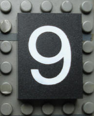 Modulex, Tile 3 x 4 (no Internal Supports) with White Number 9 Pattern