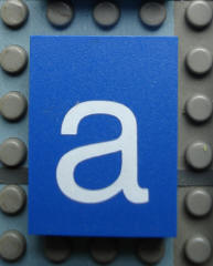 Modulex, Tile 3 x 4 (no Internal Supports) with White Lowercase Letter a Pattern