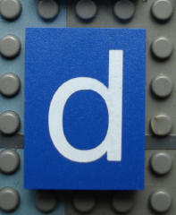 Modulex, Tile 3 x 4 (no Internal Supports) with White Lowercase Letter d Pattern
