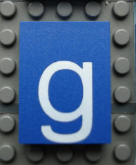 Modulex, Tile 3 x 4 (no Internal Supports) with White Lowercase Letter g Pattern