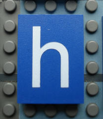 Modulex, Tile 3 x 4 (no Internal Supports) with White Lowercase Letter h Pattern